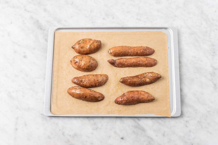 Prep and roast sweet potatoes