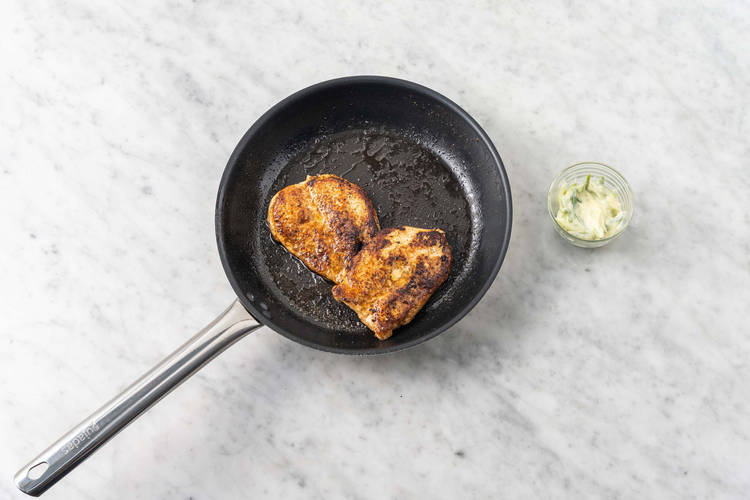 Cook chicken and make aioli