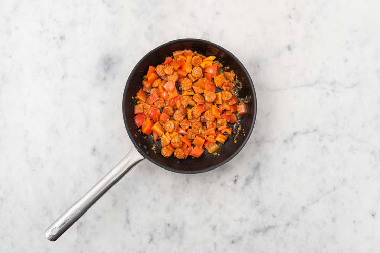 Stek chorizo og grønnsaker
