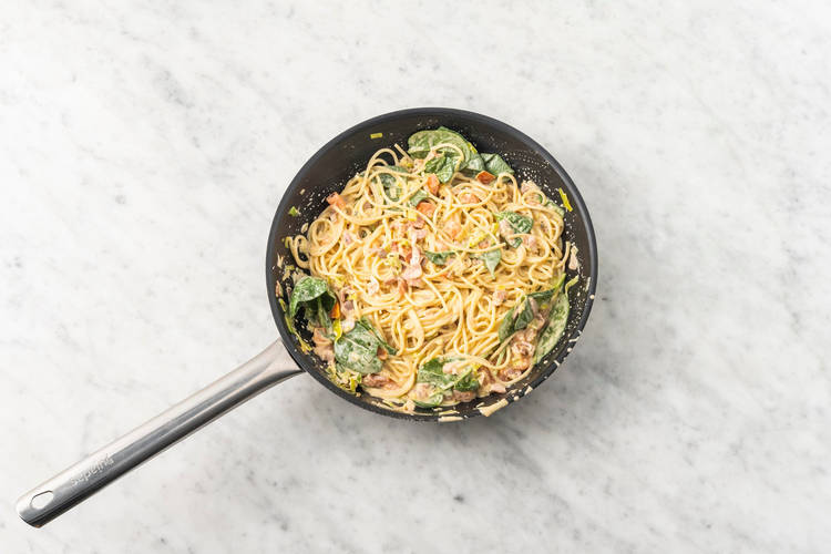 Tilsett spinat & spagetti 