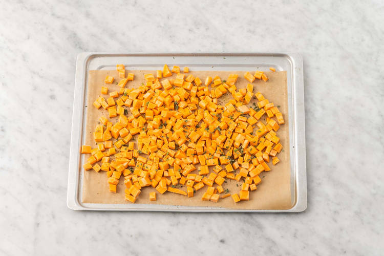 Prep and roast sweet potatoes