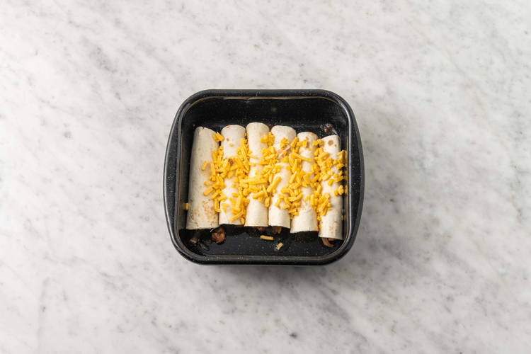 Assemble and broil enchiladas