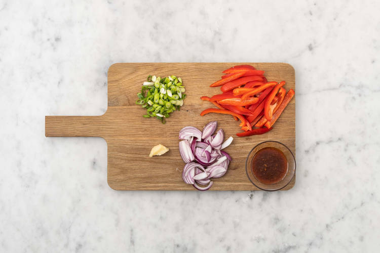 Prep and make honey-chili drizzle