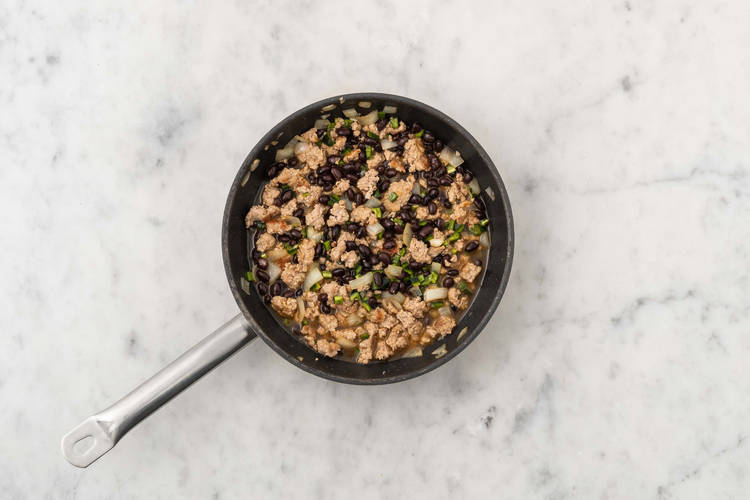 Cook beans and poblanos