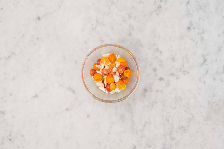 Marinate tomatoes and bocconcini