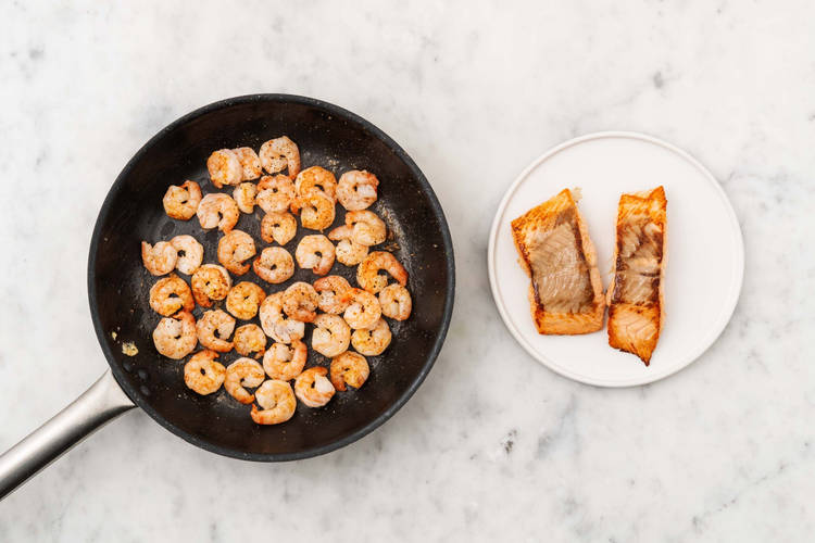 Cook salmon and shrimp
