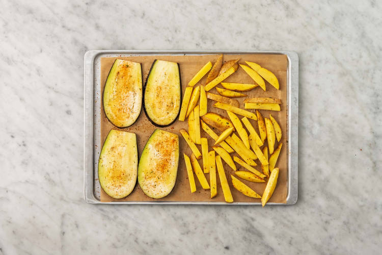 Rosta aubergine & pommes