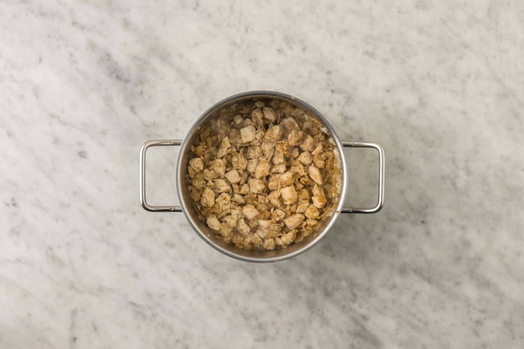 Cook chicken and onions