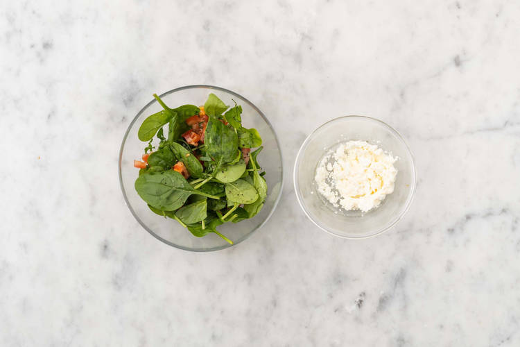 Make tomato salad and feta mayo