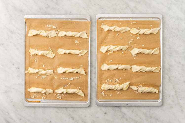 Assemble puff pastry twists