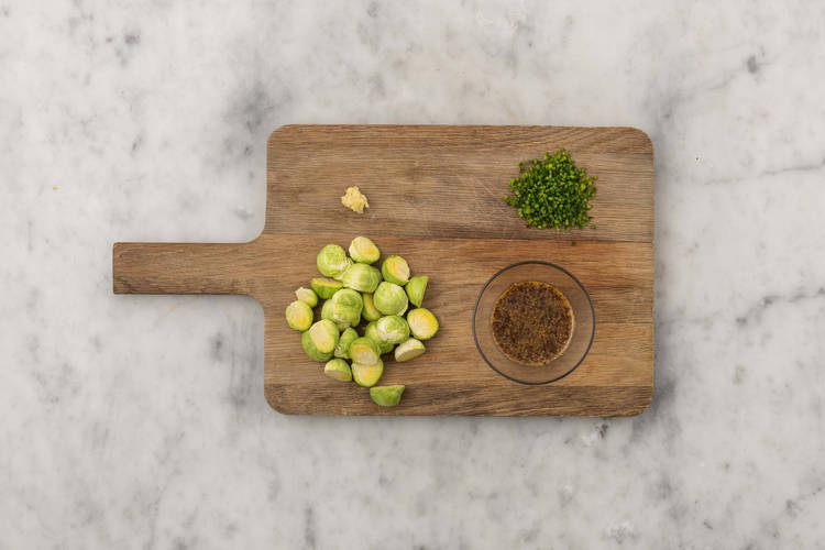 Finish prep and roast Brussels sprouts