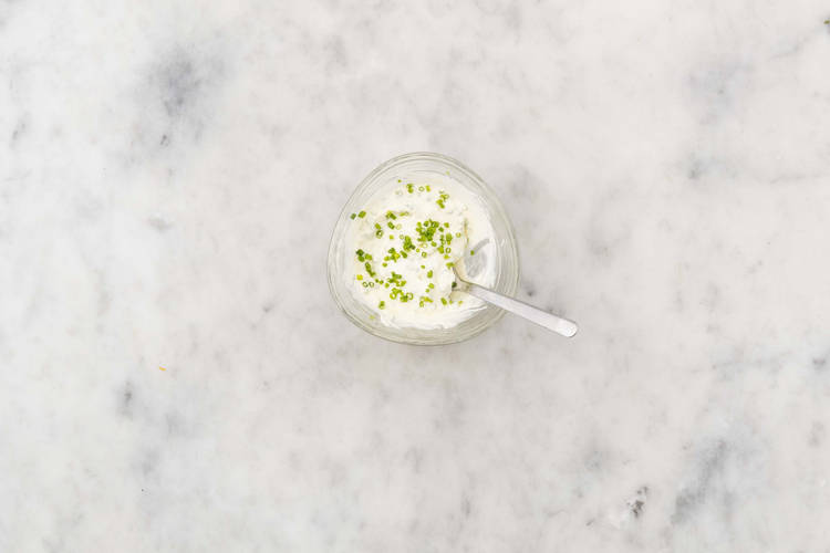 Toast buns and make chive sour cream