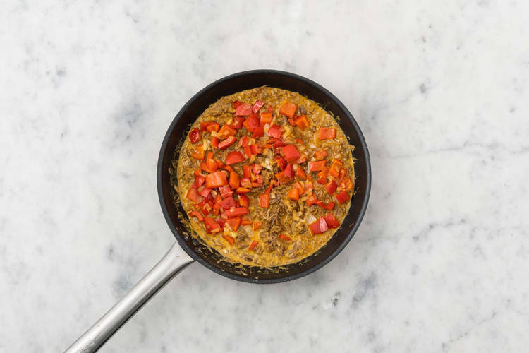 Heat beef and start curry