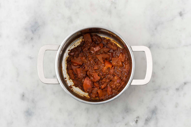 Rinse lentils and toast spices