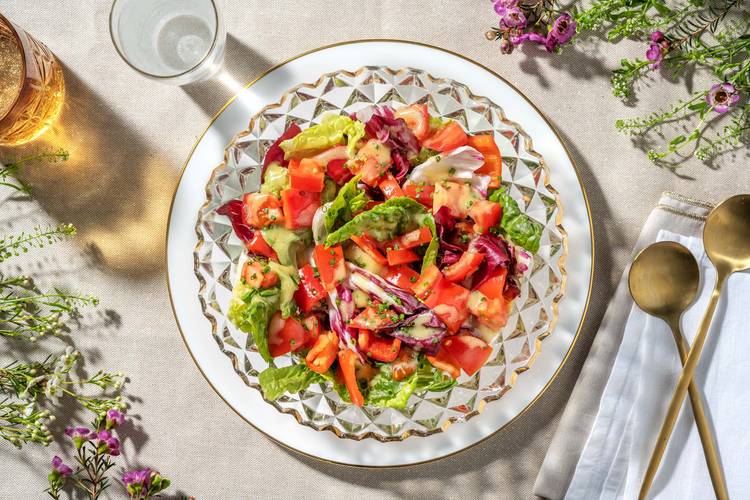 Gemengde salade met puntpaprika en tomaat