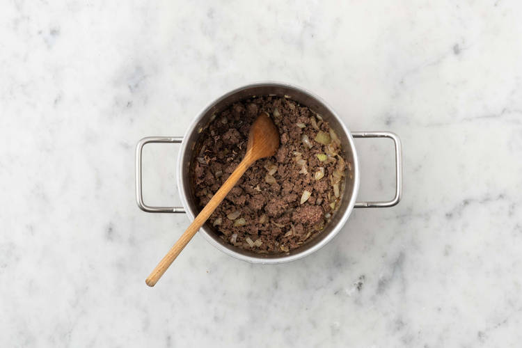 Cook onions and beef