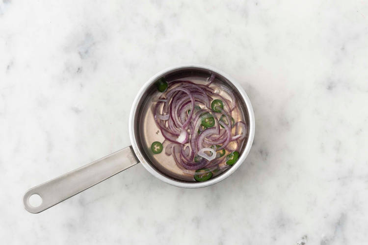 Pickle onions and jalapeños