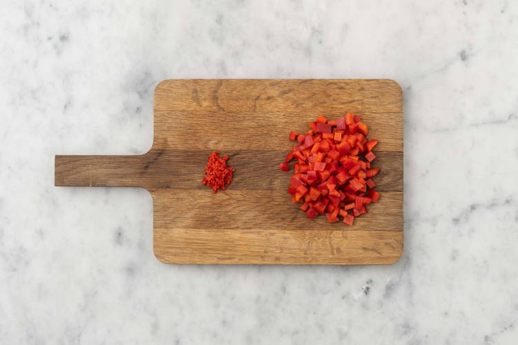 Paprika en peper snijden