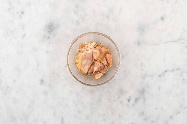 Cook rice and prep chicken