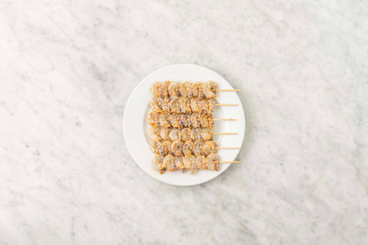 Skewer shrimp