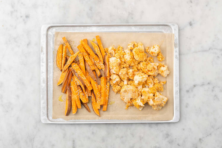 Bag blomkål og fritter