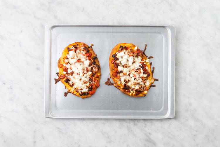 Assemble and toast flatbread pizzas