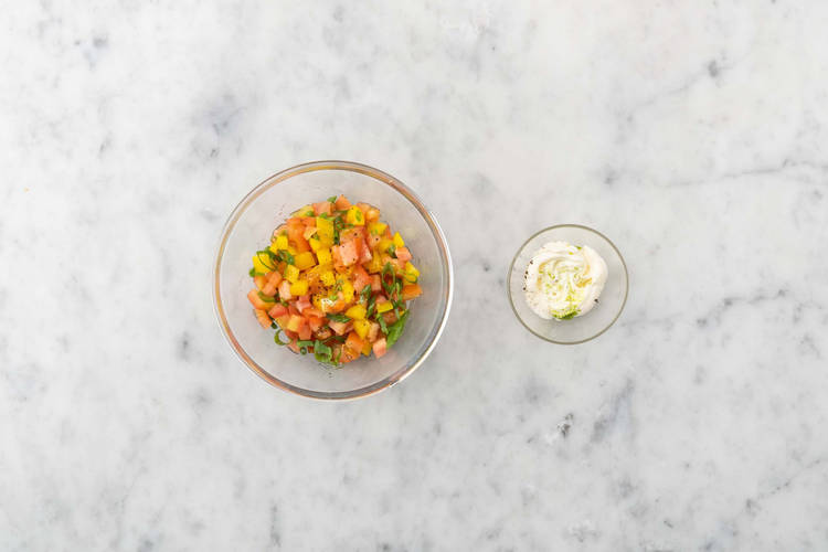 Make lime mayo  and salsa