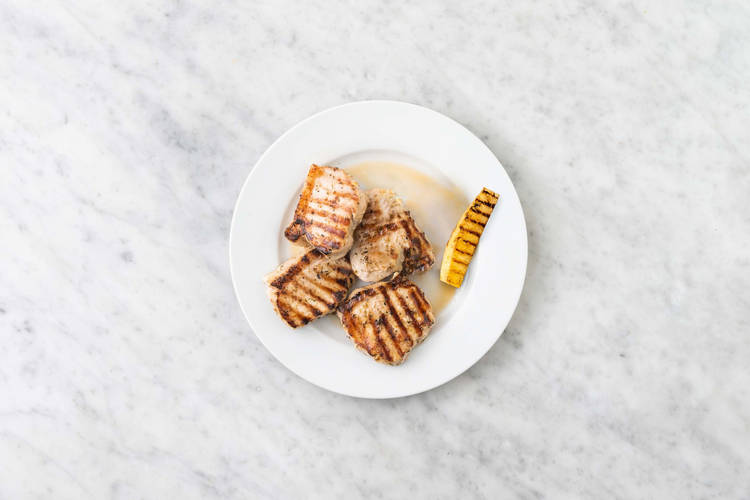 Grill pork and pineapple