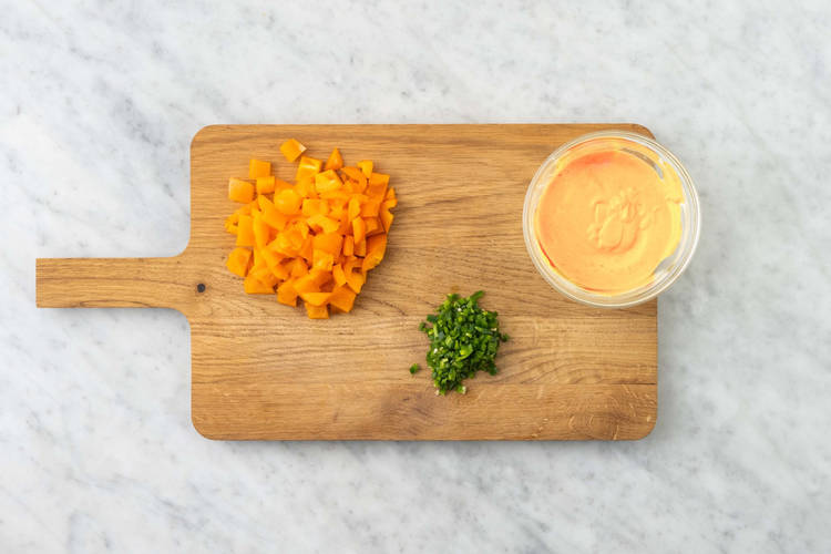 Prep and make spicy mayo