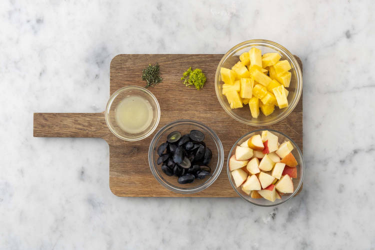 Prep and assemble fruit salad