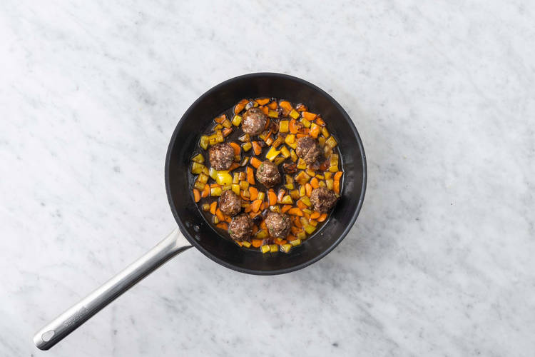 Finish meatballs and veggies