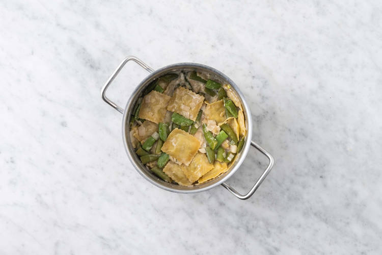 Cook and assemble ravioli