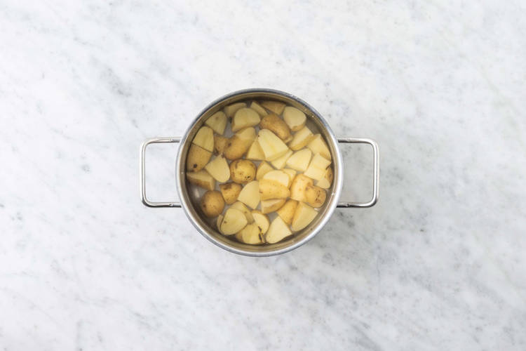 Finish walnuts and cook potatoes