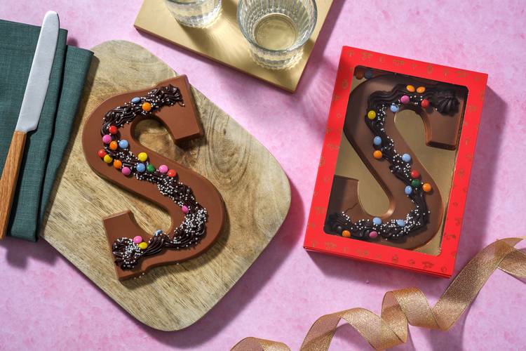 Luxe chocoladeletter S - Melkchocolade & Sint discodip