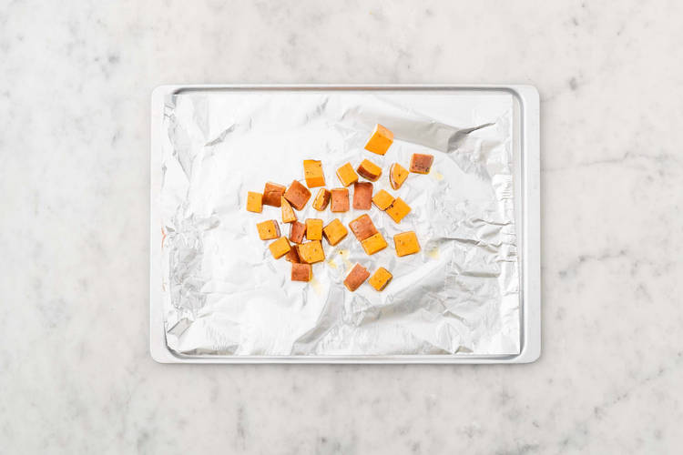 Broil sweet potatoes