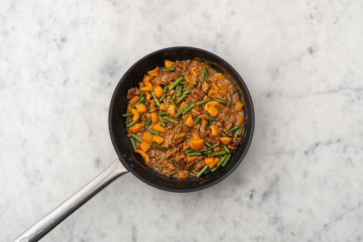 Cook veggies and finish pork