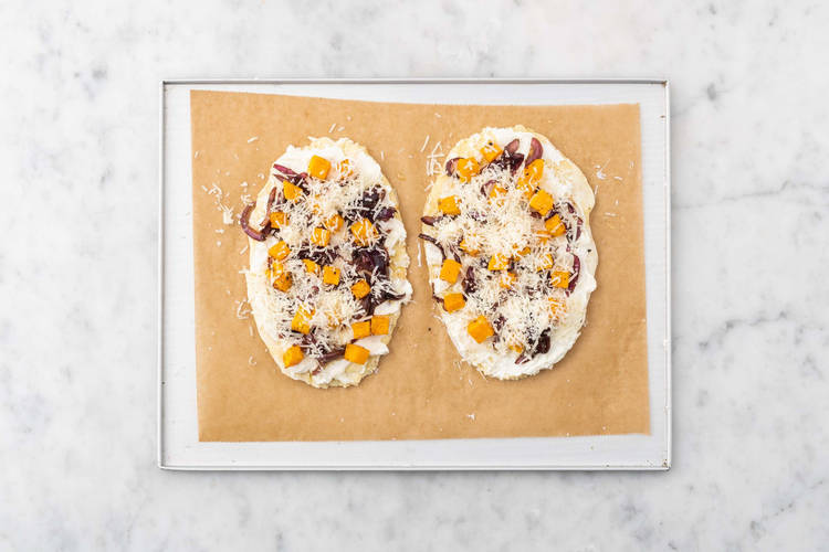 Assemble and bake flatbreads