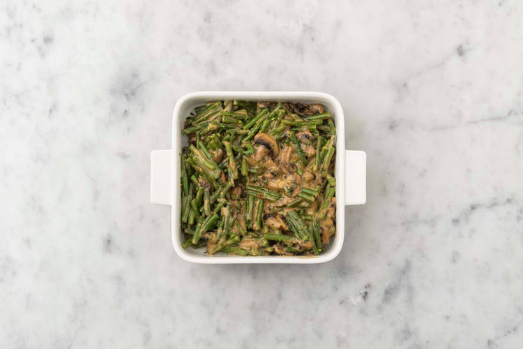 Mix green beans and sauce