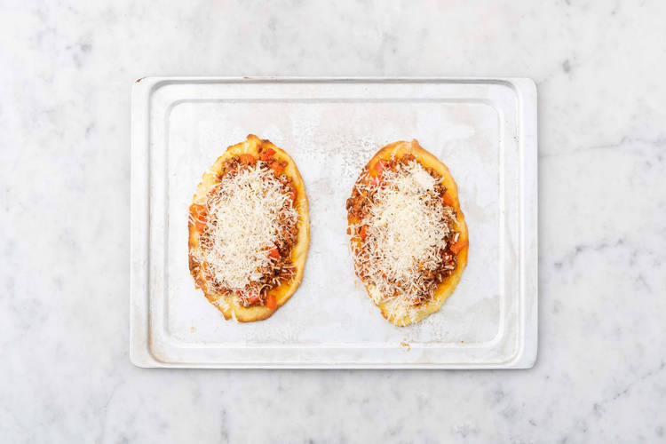 Assemble and bake pizzettes