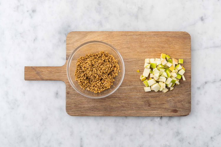 Prep lentils and apples