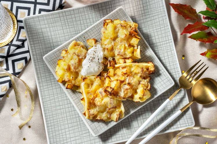 Aardappelblokjes met raclettekaas