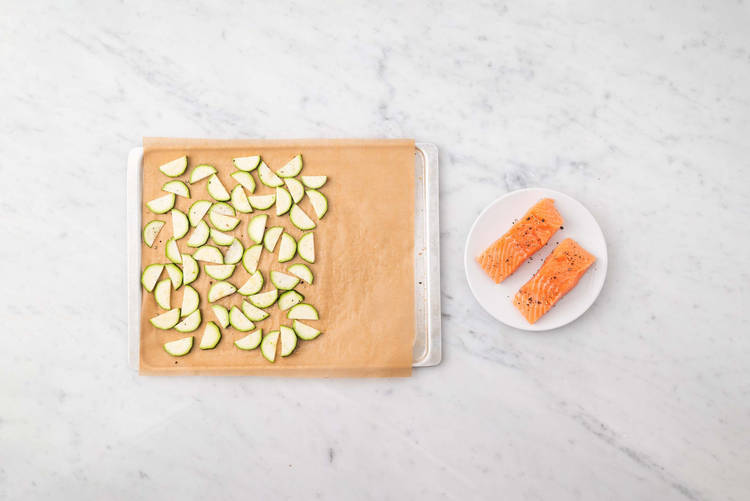Prep zucchini and salmon