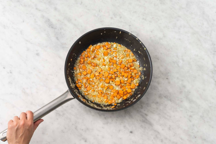 Start veggies and cook rigatoni