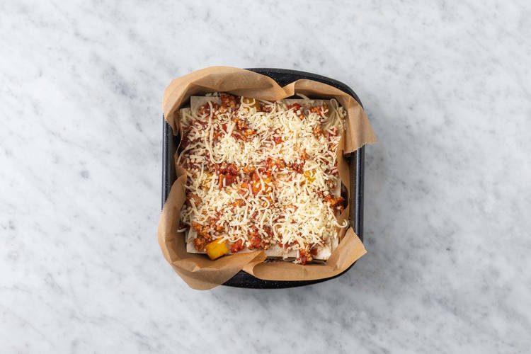 Assemble enchilada casserole