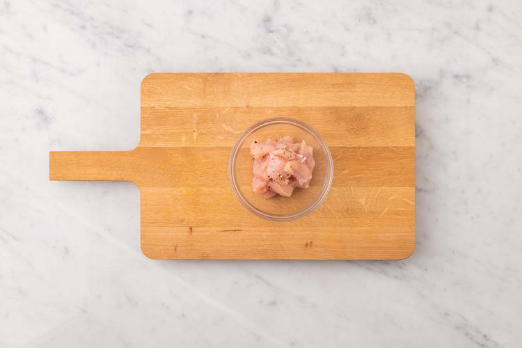 Cook bacon and prep chicken