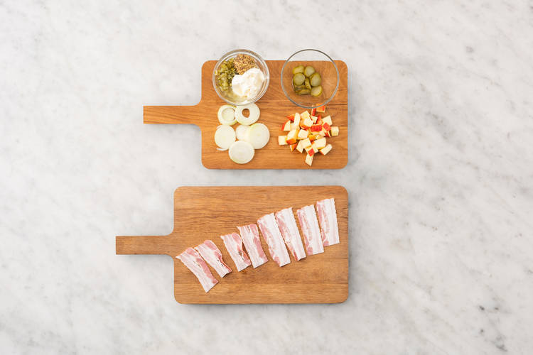 Prep and make mustard-pickle sauce