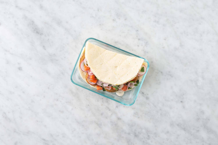 Assemble flatbreads and serve