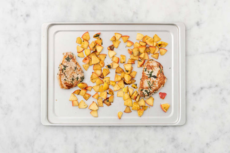 Cook pork and apples