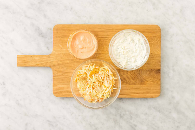 Préparer la baguette et les sauces
