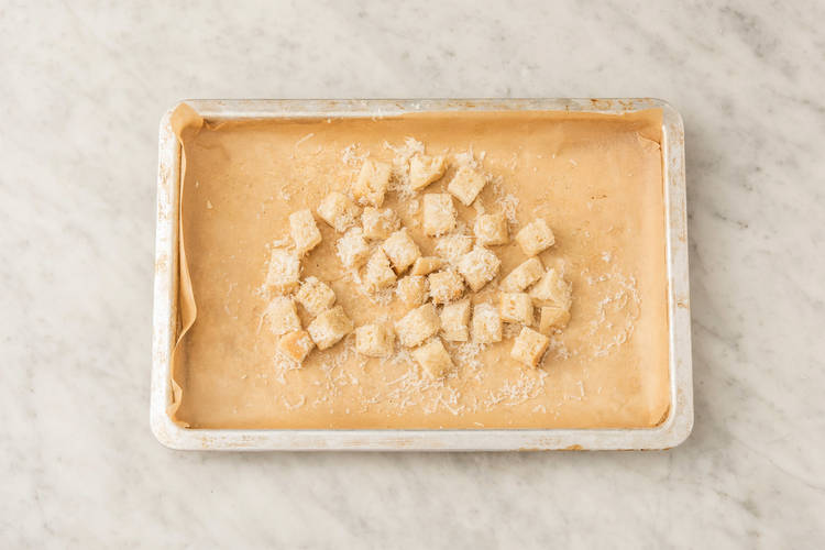Make cheesy croutons
